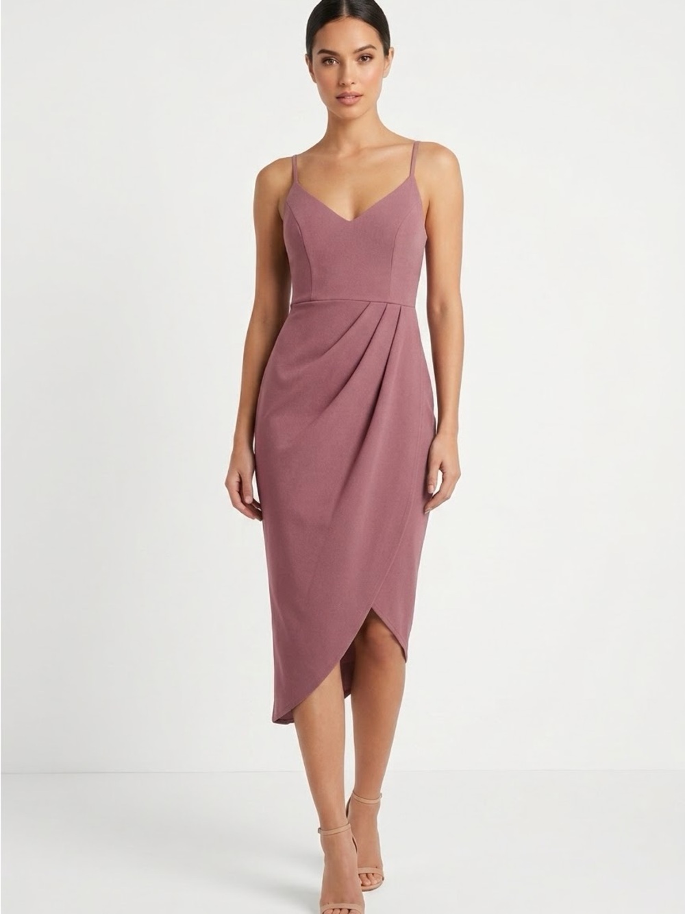 Dusty Rose / Mauve Asymmetrical Midi Dress